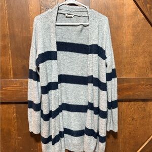Sophie Rue Gray and Navy Striped Open Cardigan